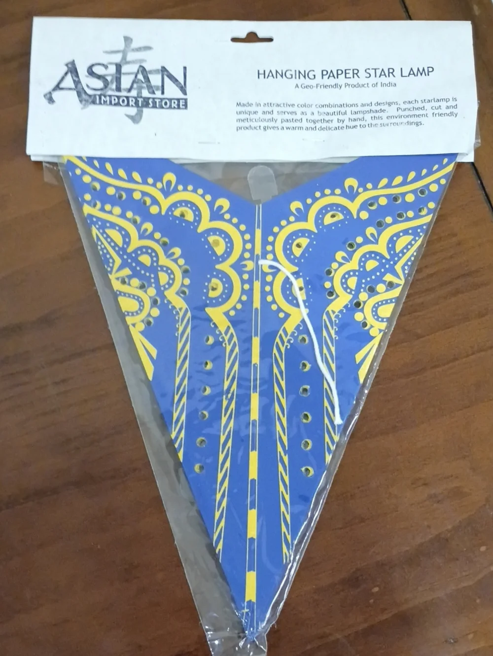 Hanging Paper Star Lamps, Blue, Set Of 3 - New!